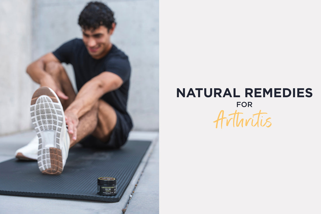 natural remedies for arthritis - man stretching with CBD rub