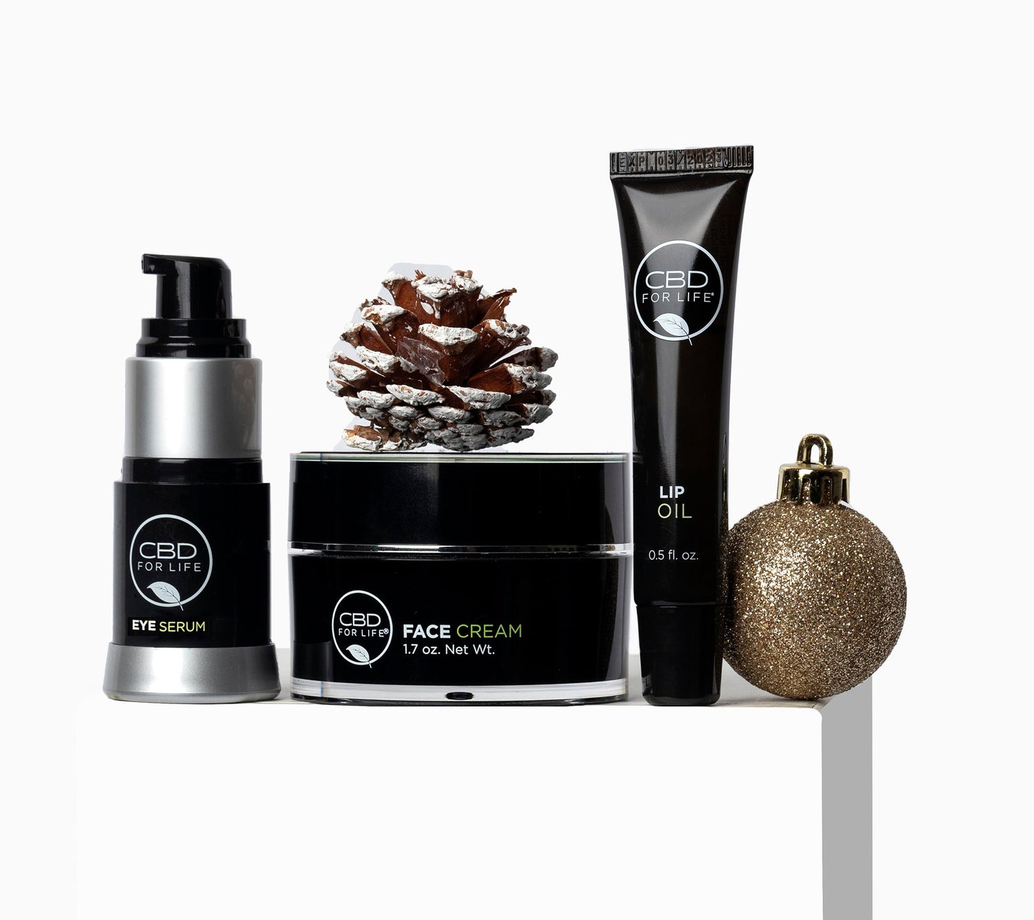 Skincare Gift recommendations: CBD eye serum, CBD face Cream, and CBD lip oil