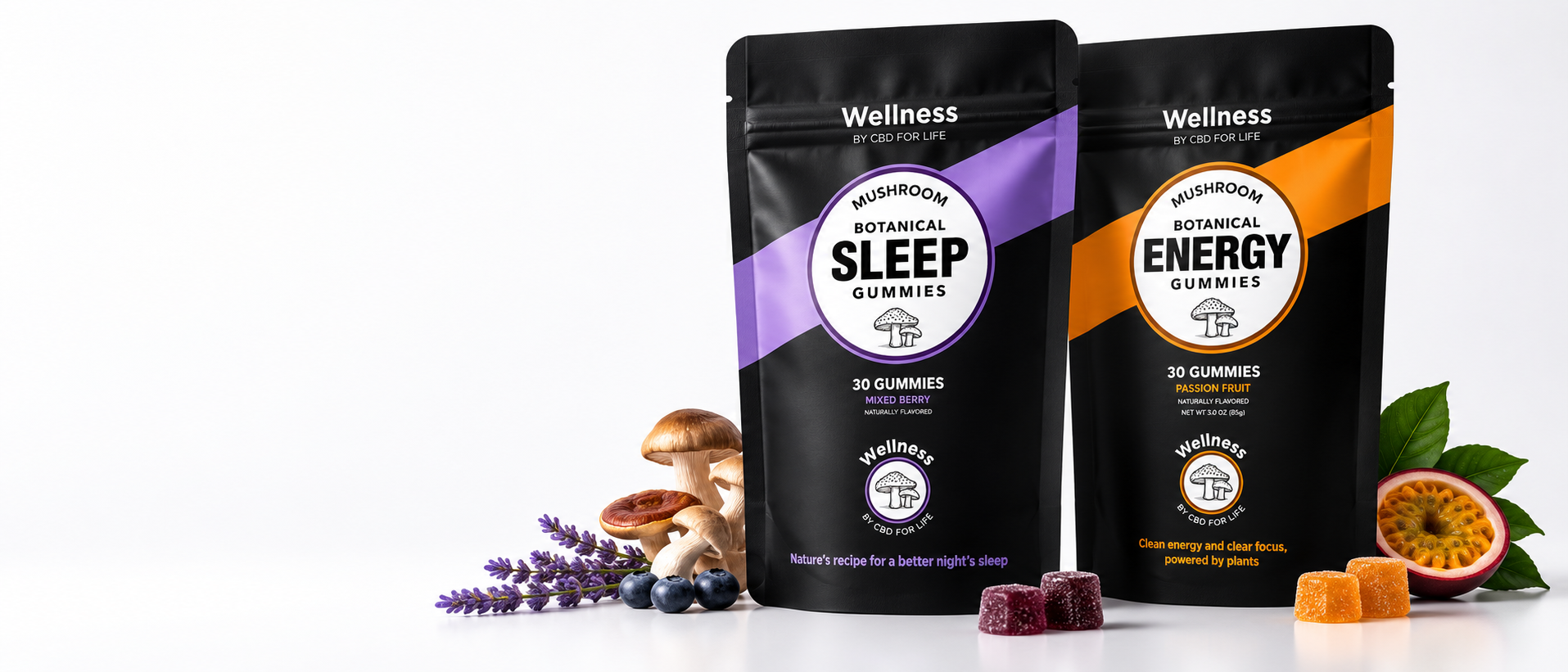 Adaptogenic mushroom gummies for sleep and energy.