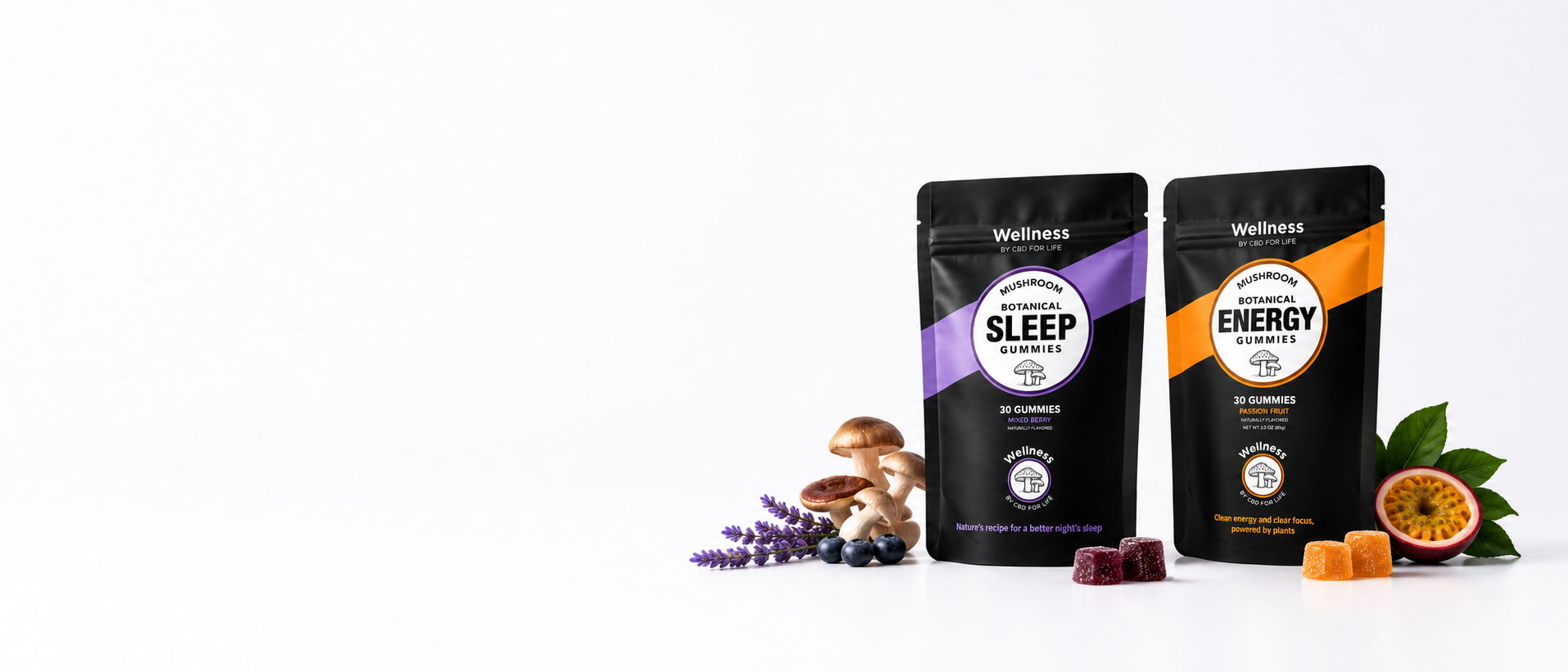 Adaptogenic mushroom gummies for sleep and energy.