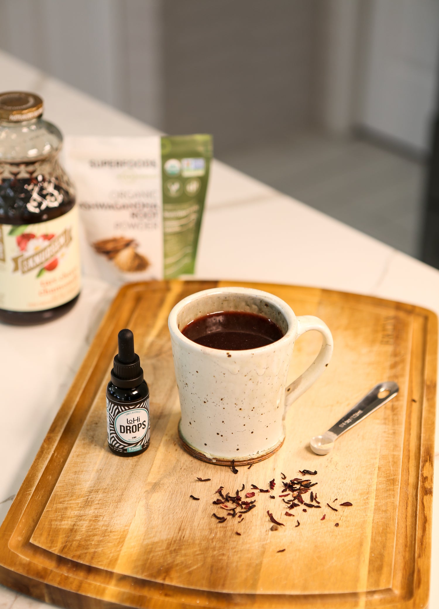 LoHi Dreams sleep tonic with ashwaghanda, THC, and cherry chamomile juice.