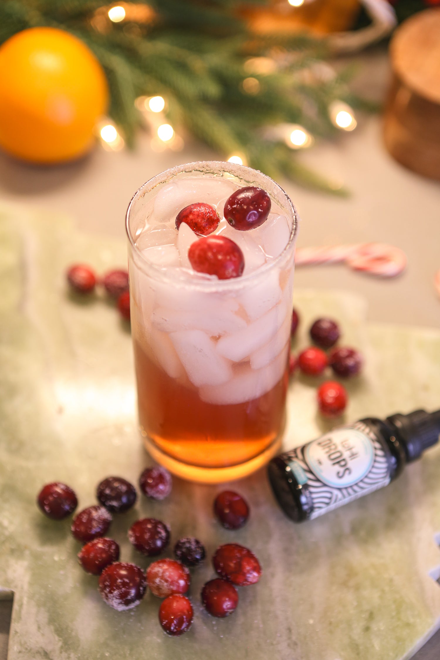 Sparking cranberry mocktail