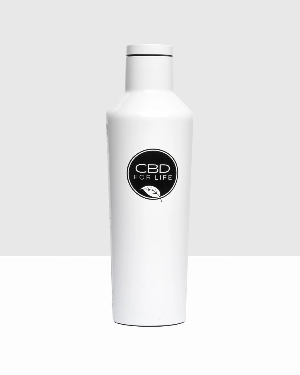 CBD For Life dipped canteen puts a cool, minimalist twist on the classic on-the-go water bottle. Available in white with matching, screw-on cap. Plus, it keeps drinks cold for 25 hours or hot for 12, so it's perfect for looking cool and staying cooler.