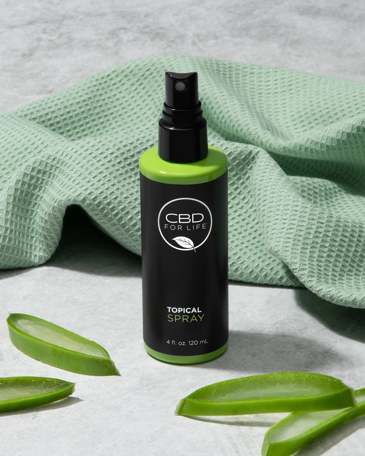 The cooling combination of phytonutrient-rich CBD, menthol and aloe vera in our Topical Spray is the ultimate reset. Spray and go