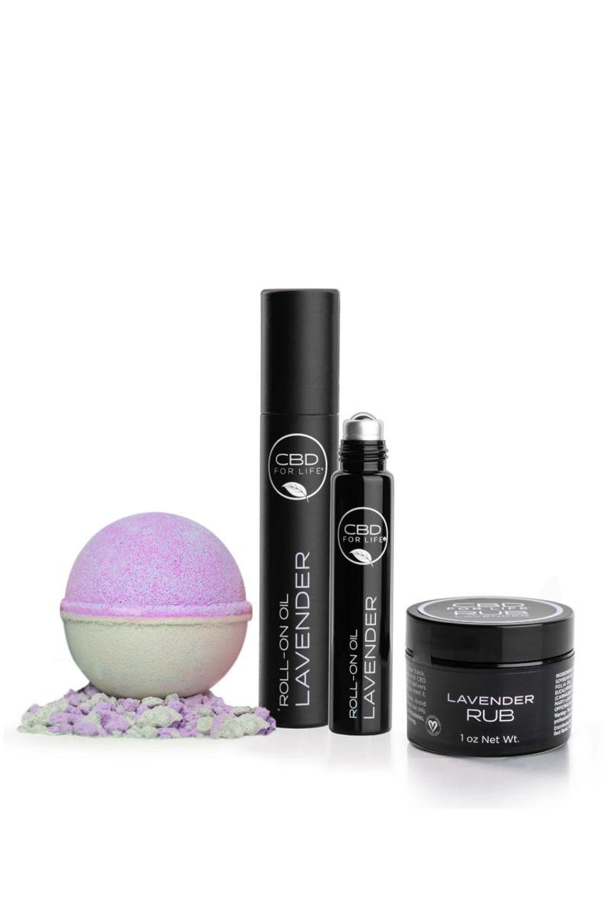 Our CBD Lavender Bliss Set is the perfect gift for a friend in need. This set includes our Fresh Bamboo CBD Bath Bomb, Lavender CBD Roll-On oil, and Lavender CBD Rub.